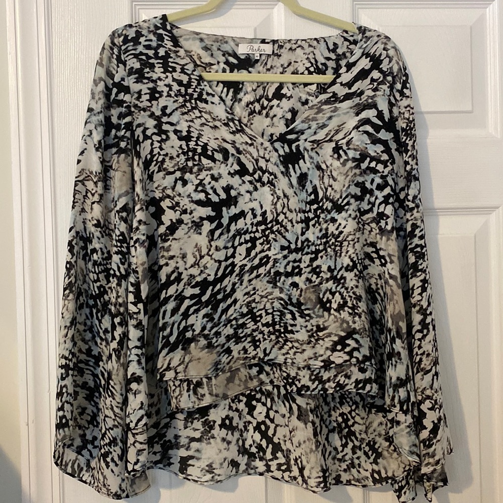 Parker double layer 100% poly blouse bell sleeve